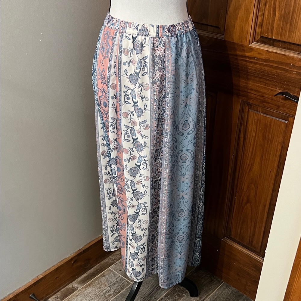 Coldwater Creek Paisley Patchwork Maxi Skirt - Blue and Pink
